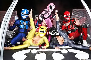 Power rangers spoof featuring several busty babes that love fucking