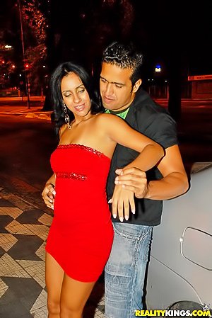 Red dress and black panties Latina enjoying a hardcore after party